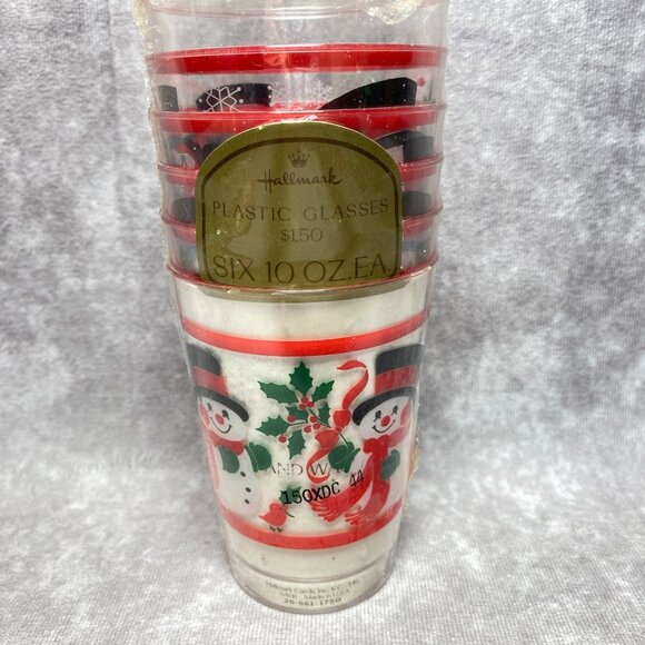 Vintage Hallmark Christmas Party Set Plates Glasses & Invitations Snowman Design - Picture 4 of 6